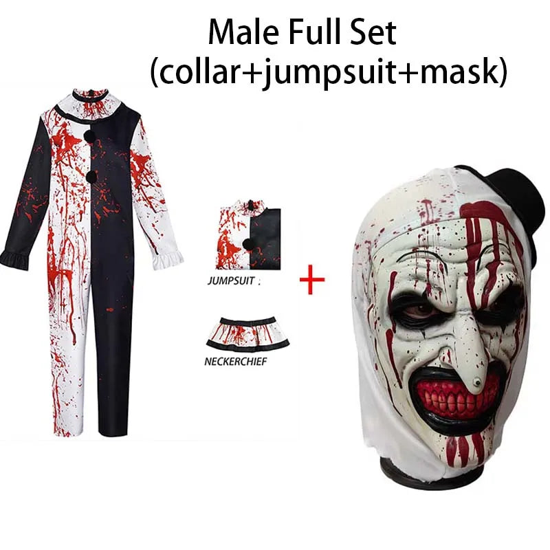 Bloody Killer Clown Costume – Halloween Horror Jumpsuit