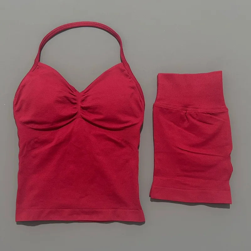 2-Piece Strappy Ribbed Workout Set