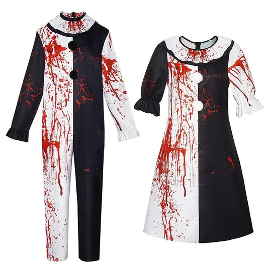 Bloody Killer Clown Costume – Halloween Horror Jumpsuit