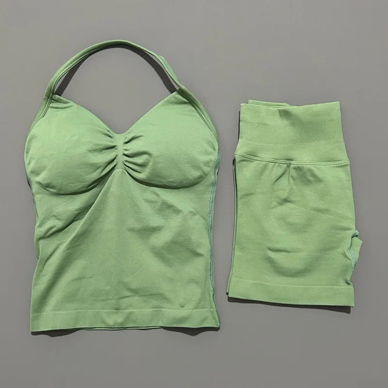 2-Piece Strappy Ribbed Workout Set