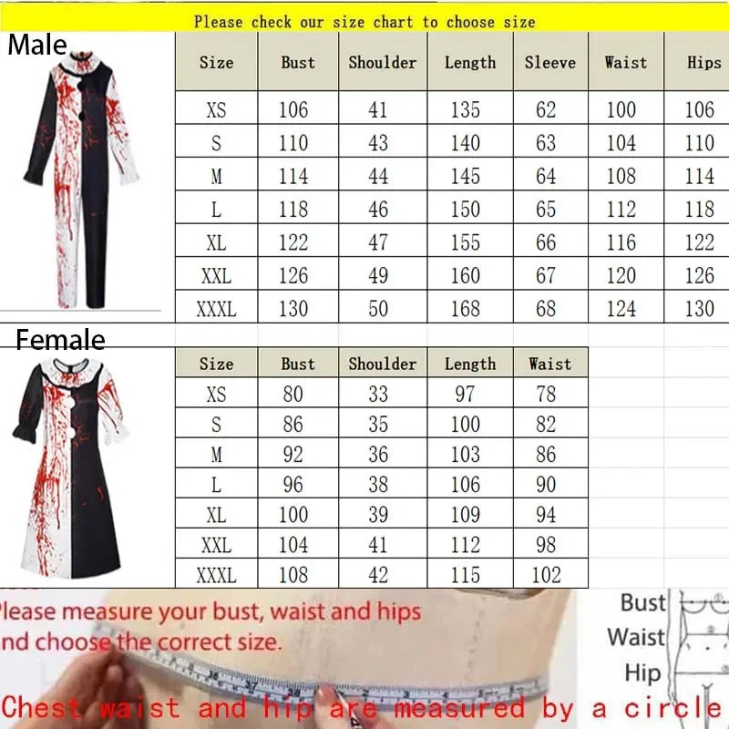 Bloody Killer Clown Costume – Halloween Horror Jumpsuit