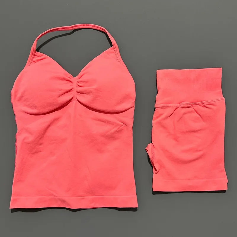 2-Piece Strappy Ribbed Workout Set
