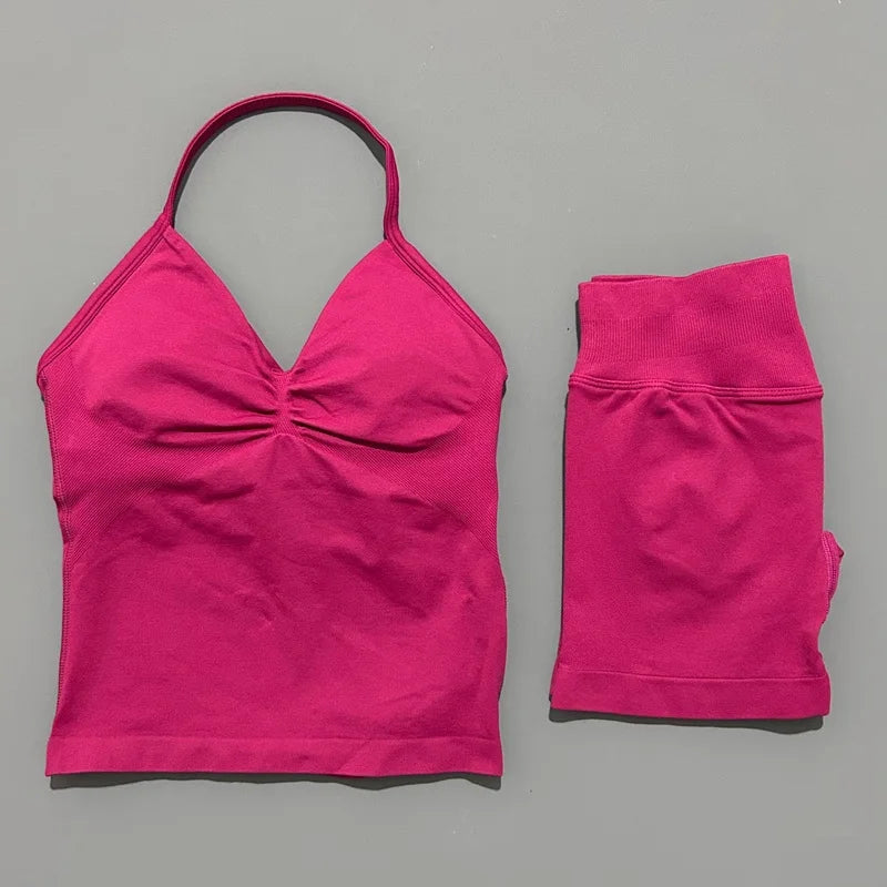 2-Piece Strappy Ribbed Workout Set
