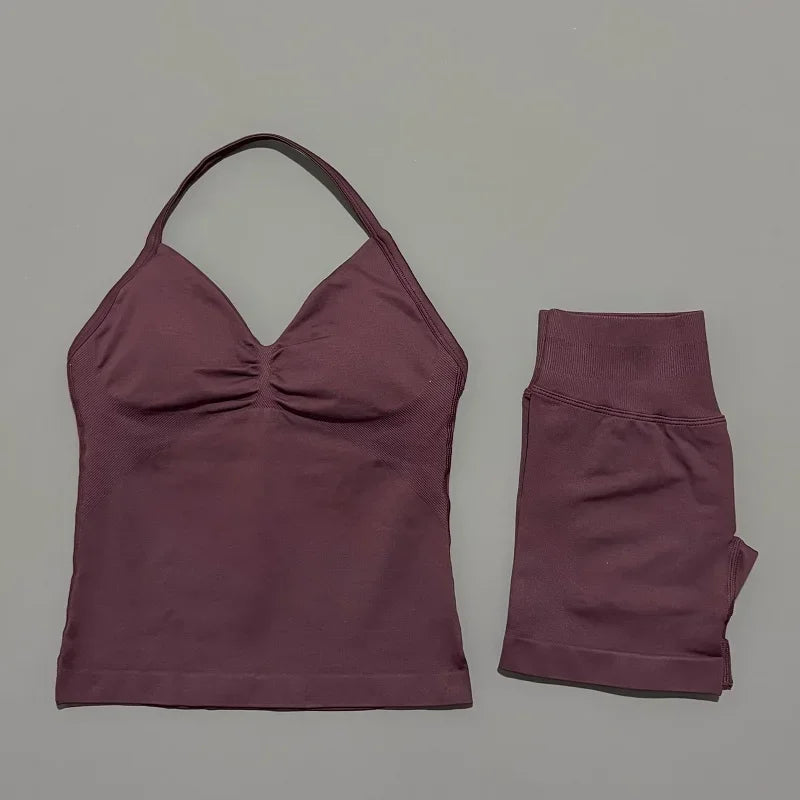 2-Piece Strappy Ribbed Workout Set