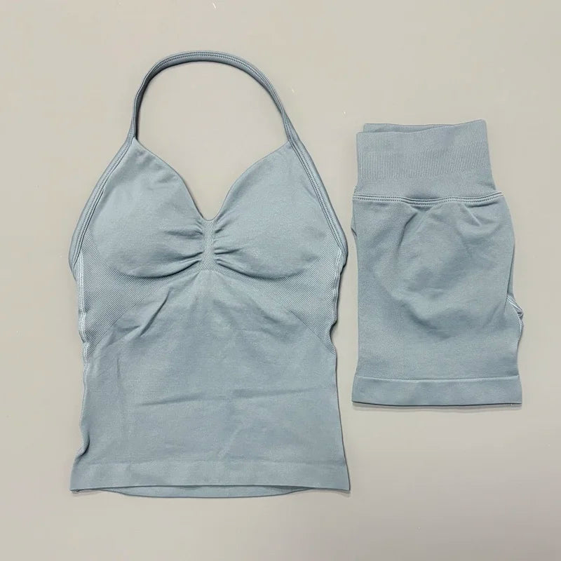 2-Piece Strappy Ribbed Workout Set