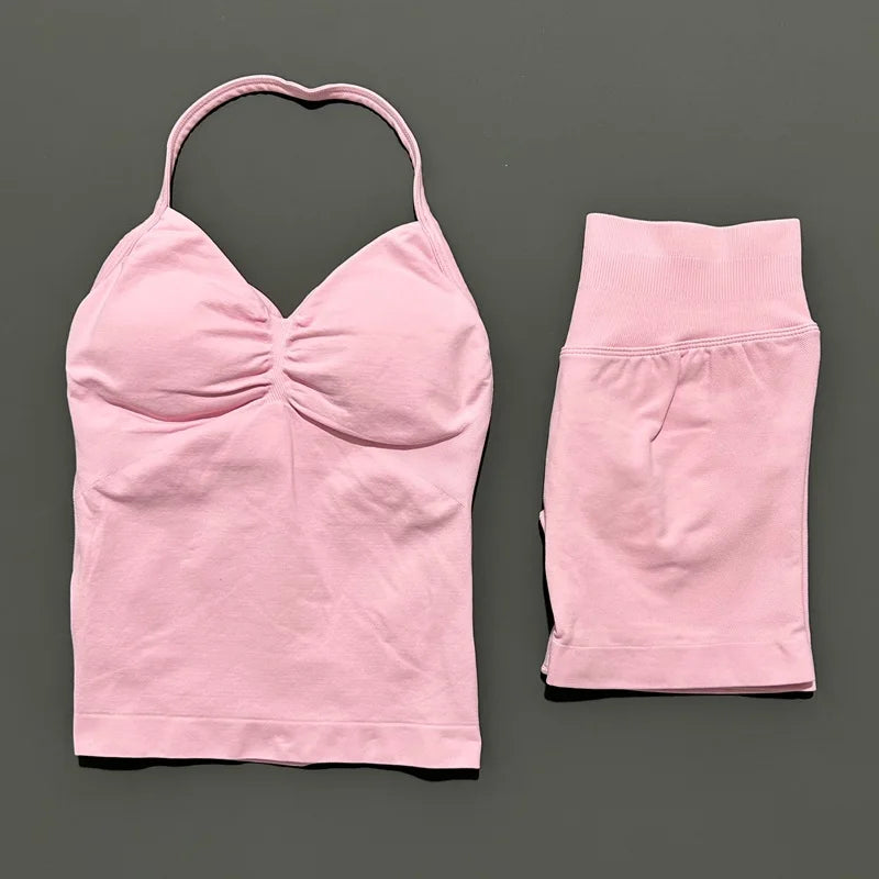 2-Piece Strappy Ribbed Workout Set