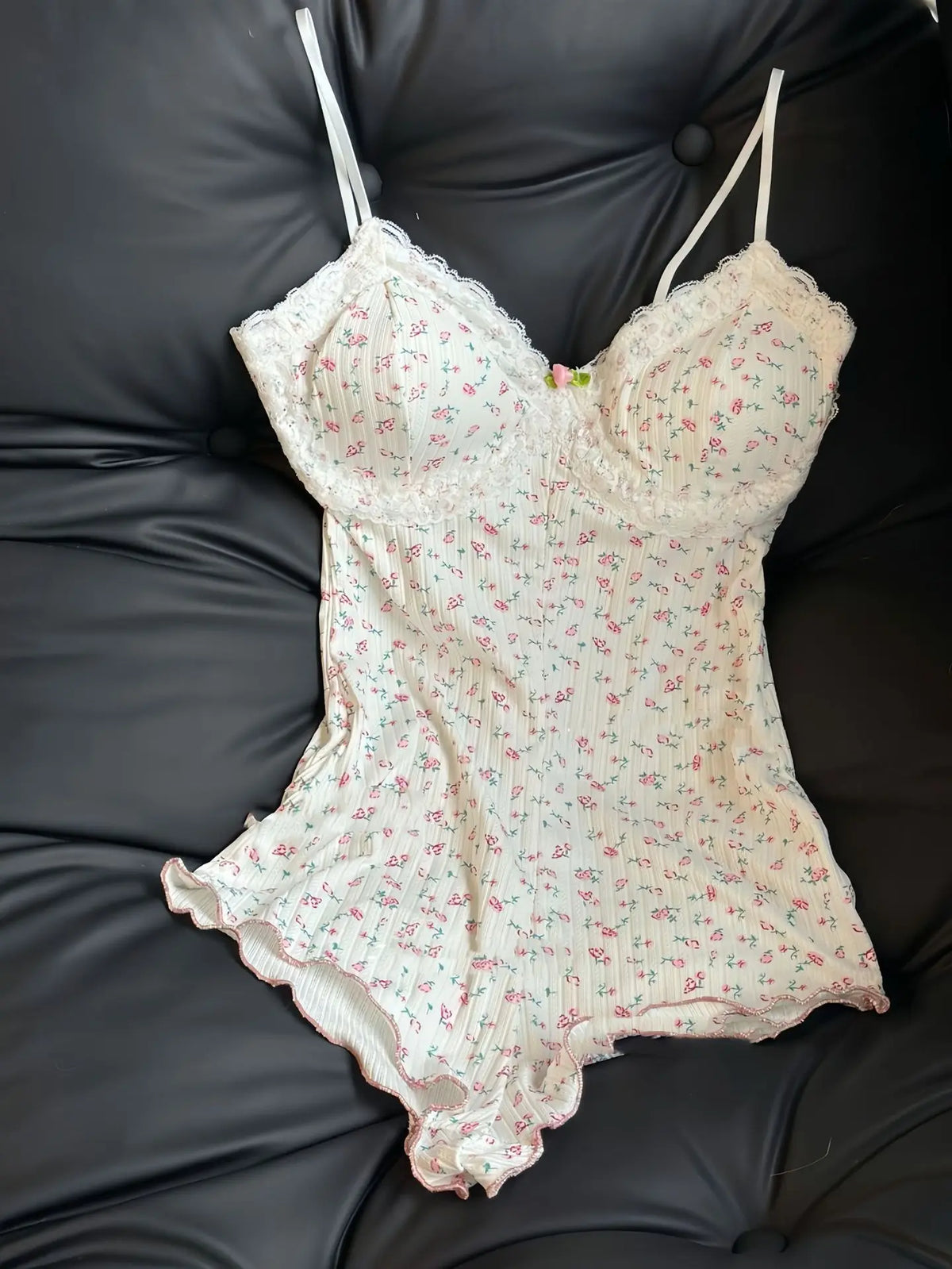 Floral Lace Trim Bodysuit
