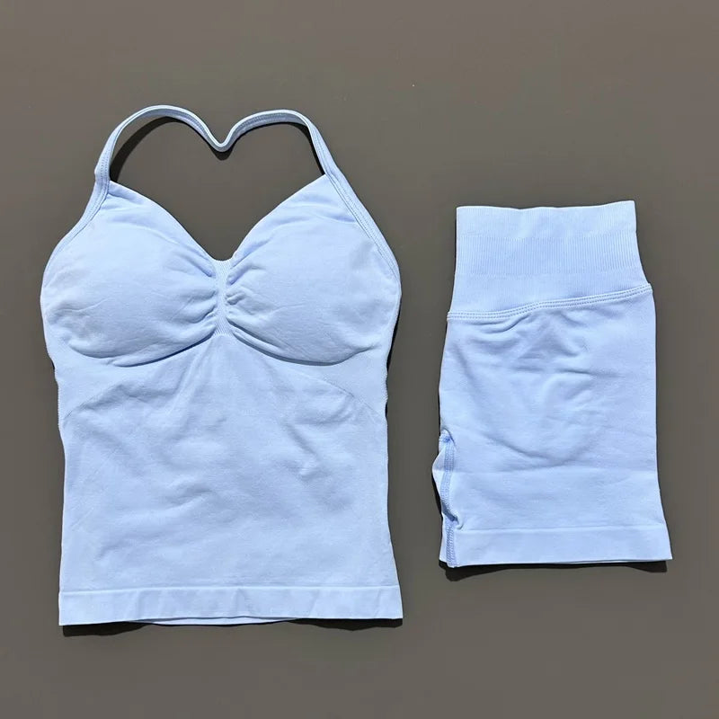 2-Piece Strappy Ribbed Workout Set