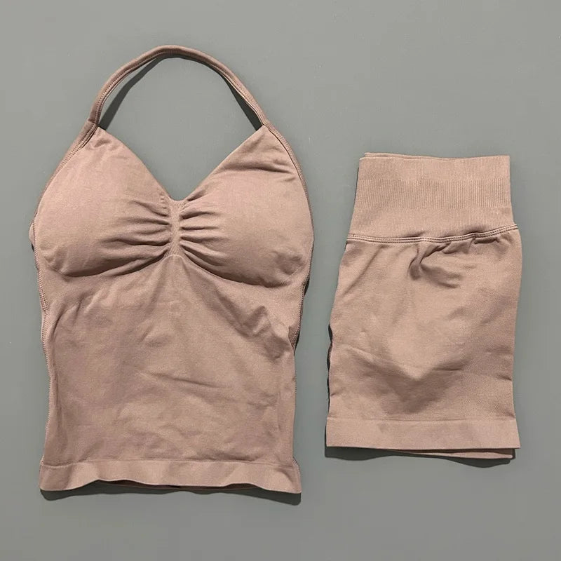 2-Piece Strappy Ribbed Workout Set