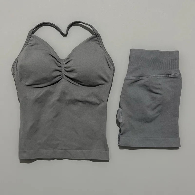 2-Piece Strappy Ribbed Workout Set
