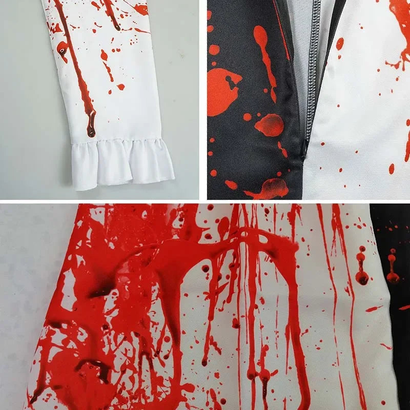 Bloody Killer Clown Costume – Halloween Horror Jumpsuit