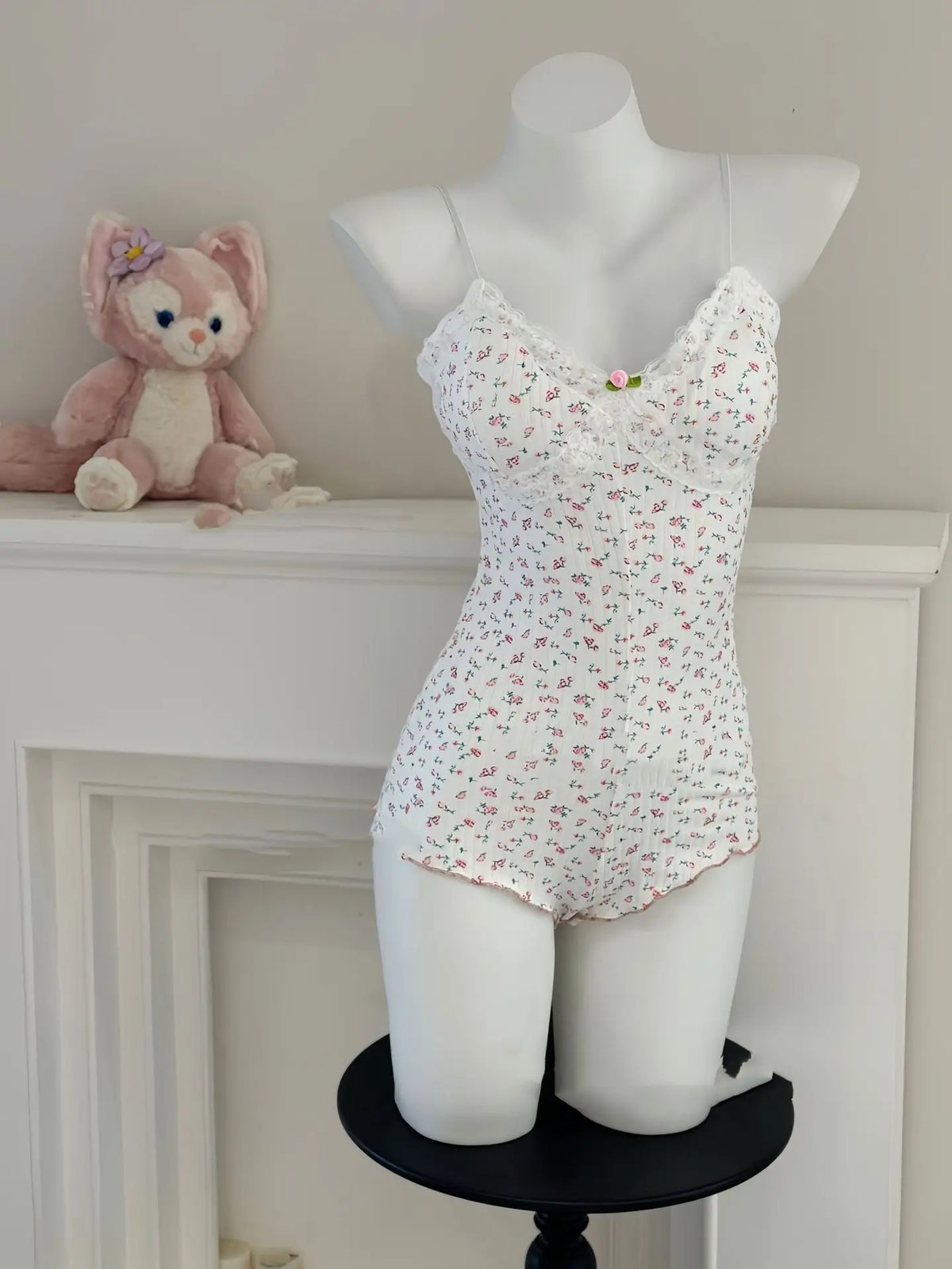 Floral Lace Trim Bodysuit