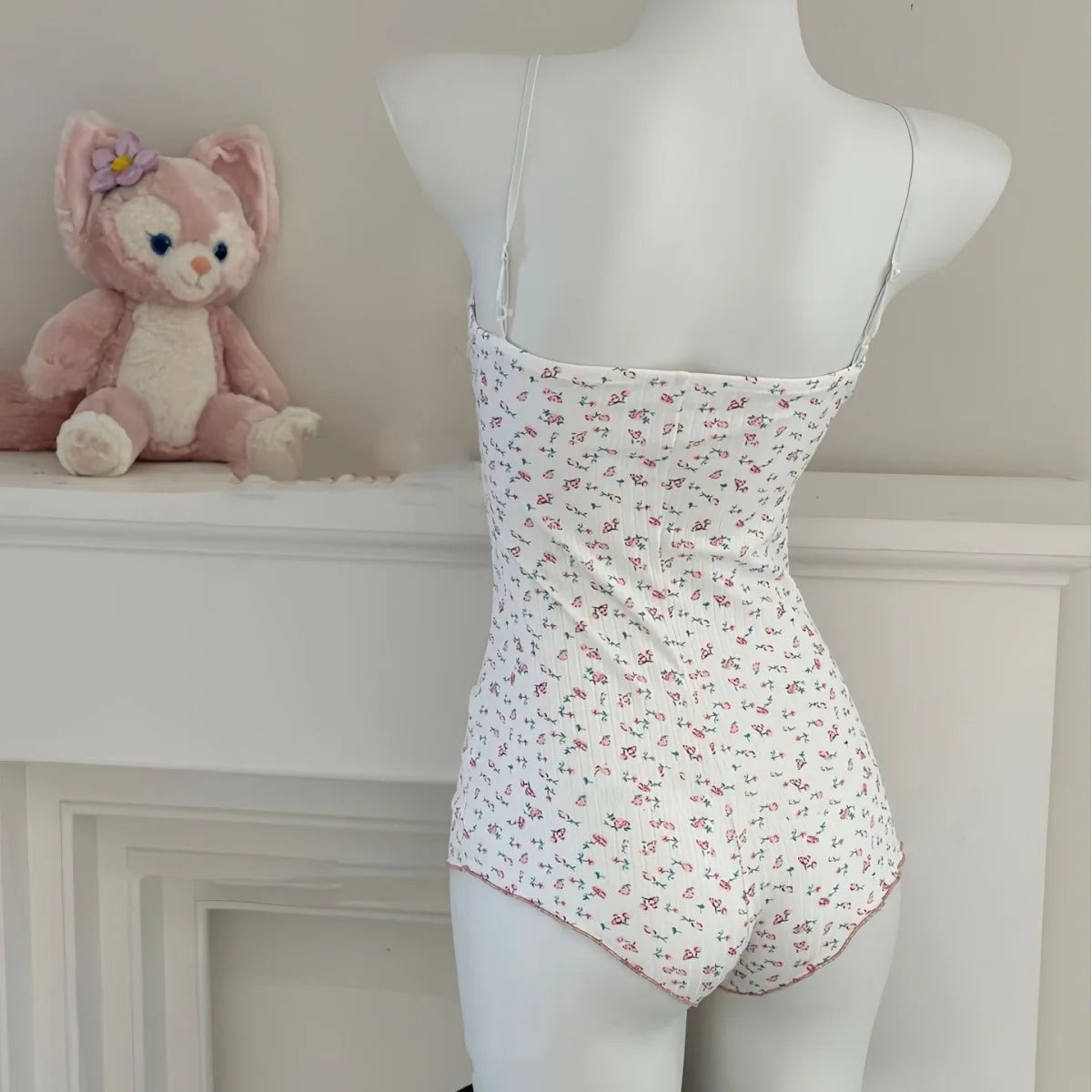 Floral Lace Trim Bodysuit Romper
