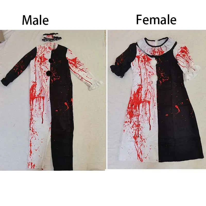 Bloody Killer Clown Costume – Halloween Horror Jumpsuit
