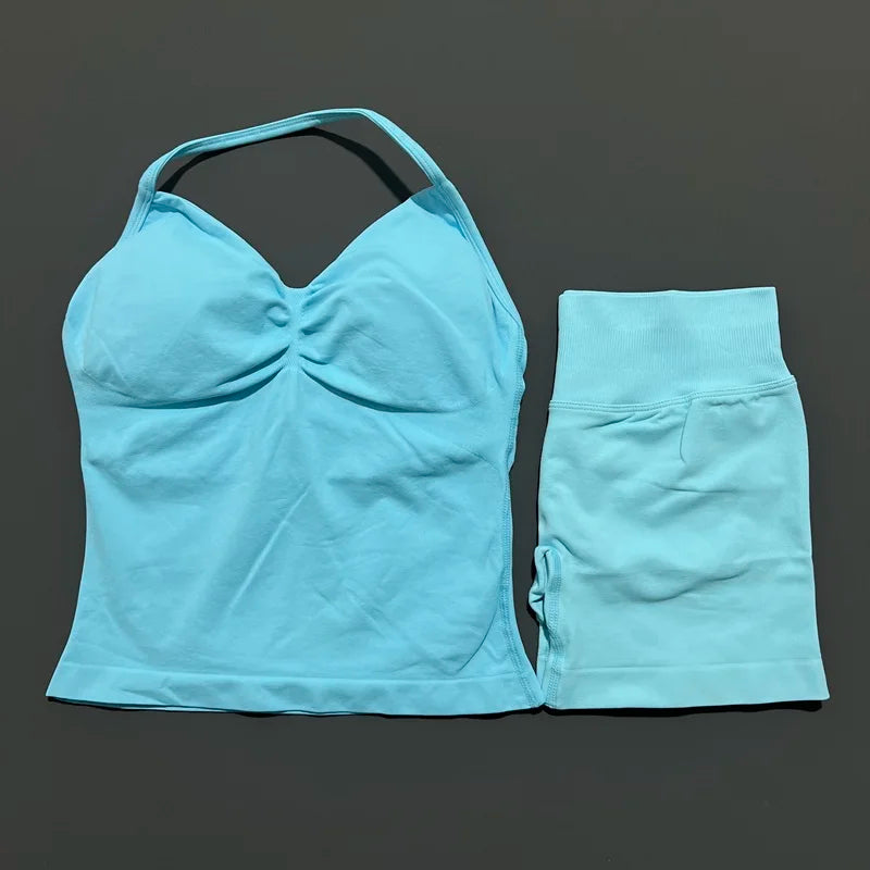 2-Piece Strappy Ribbed Workout Set