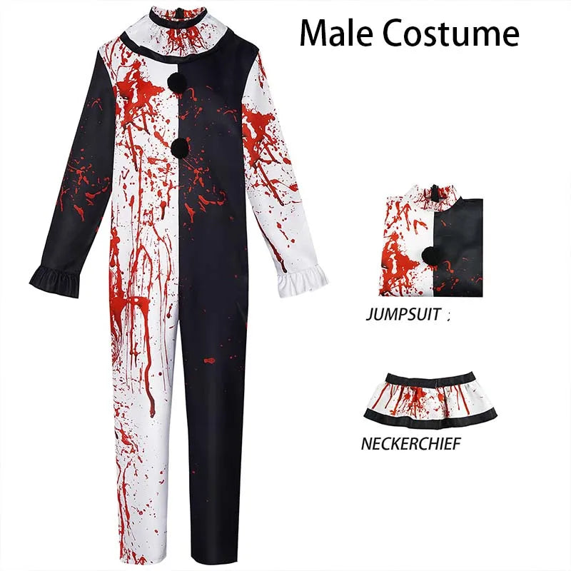 Bloody Killer Clown Costume – Halloween Horror Jumpsuit