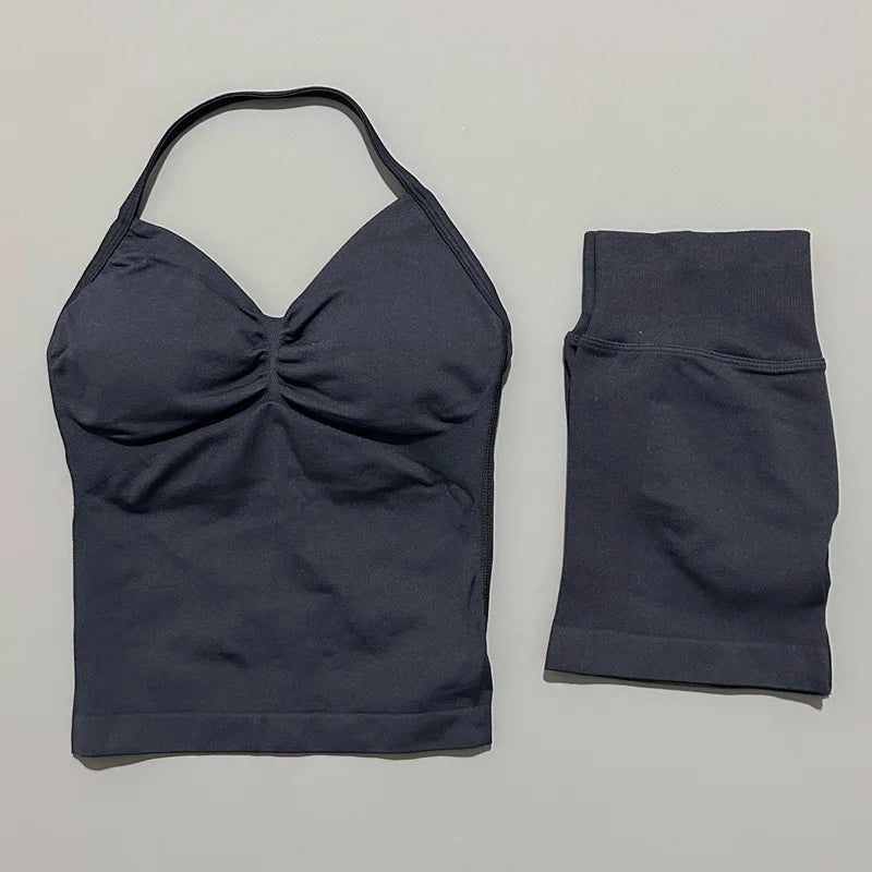 2-Piece Strappy Ribbed Workout Set