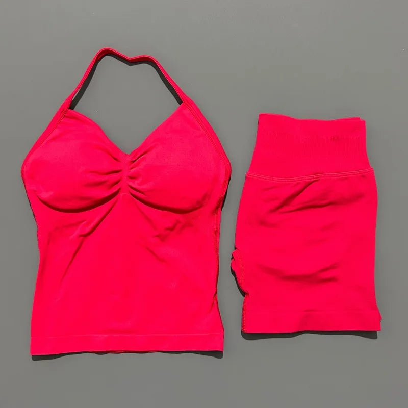 2-Piece Strappy Ribbed Workout Set