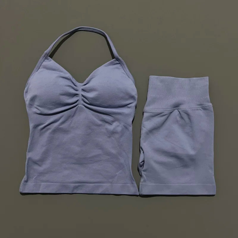 2-Piece Strappy Ribbed Workout Set