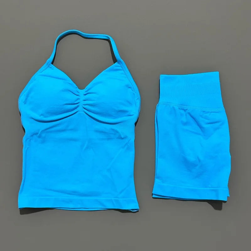 2-Piece Strappy Ribbed Workout Set