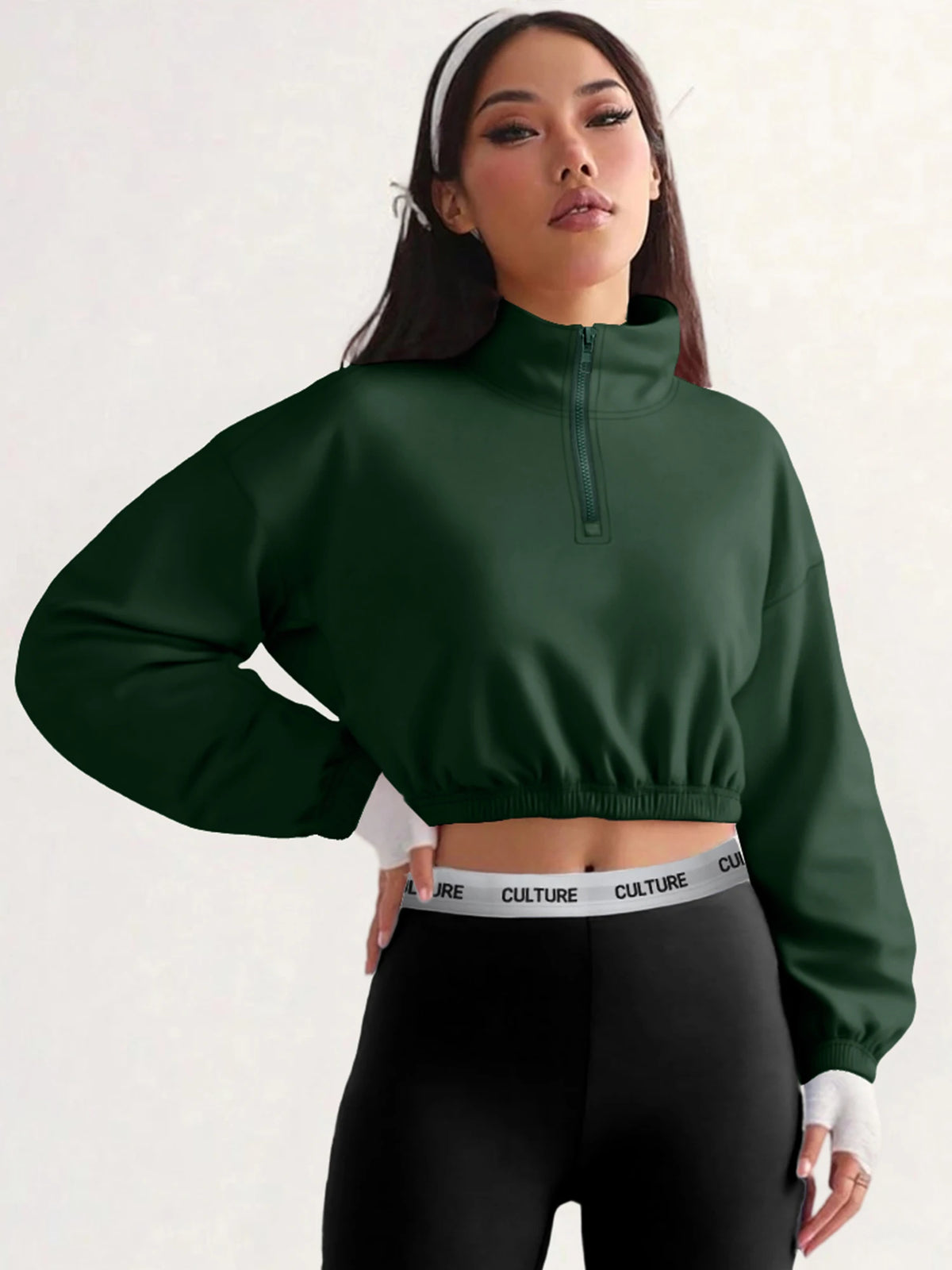 Zip Pullover –  Ribbed Waist Sweatshirt