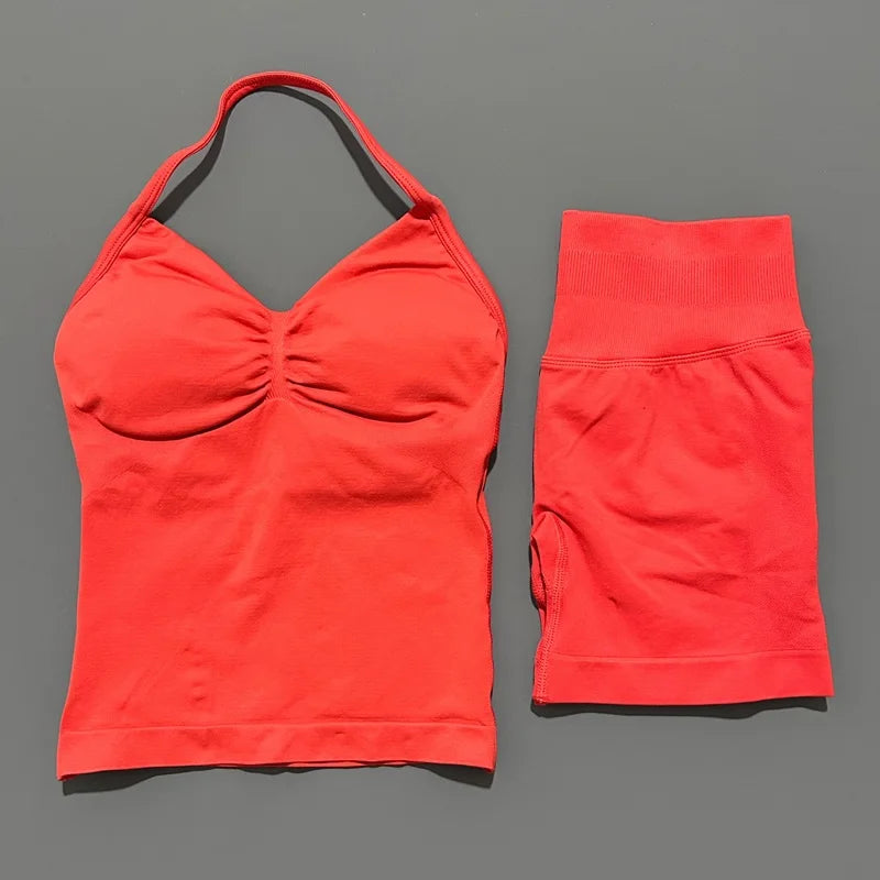 2-Piece Strappy Ribbed Workout Set