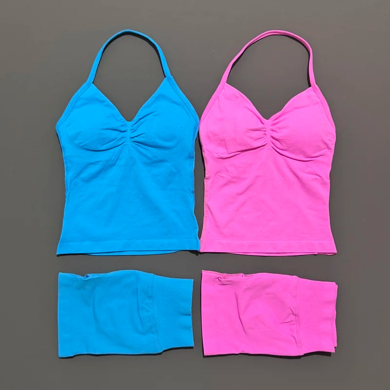 2-Piece Strappy Ribbed Workout Set