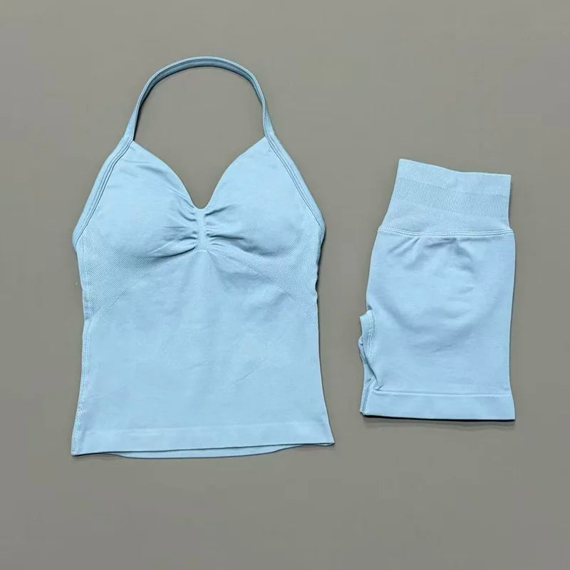 2-Piece Strappy Ribbed Workout Set