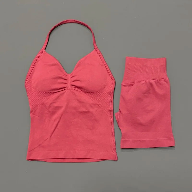 2-Piece Strappy Ribbed Workout Set