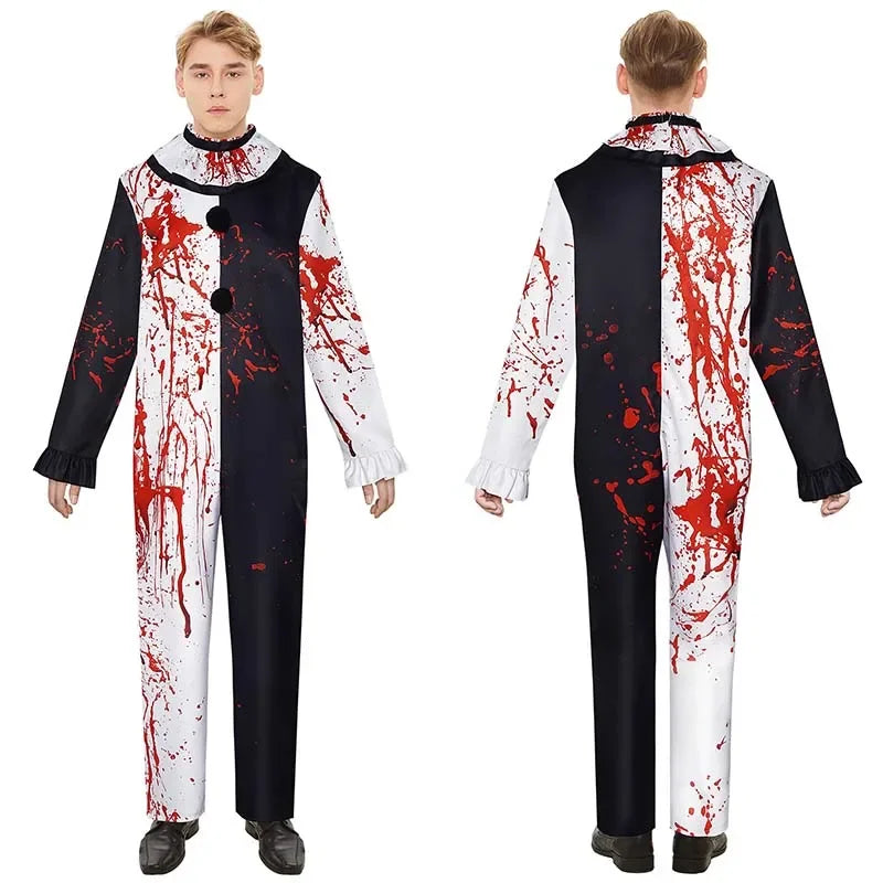 Bloody Killer Clown Costume – Halloween Horror Jumpsuit