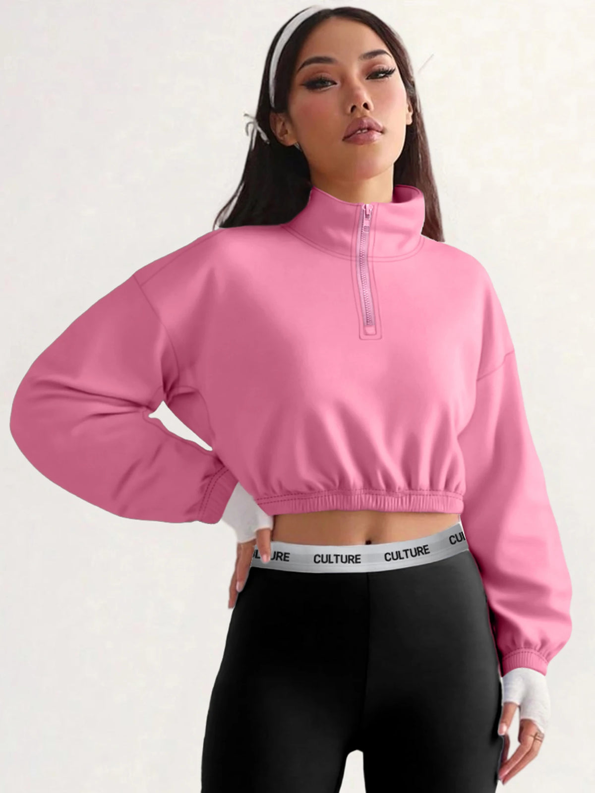 Zip Pullover –  Ribbed Waist Sweatshirt