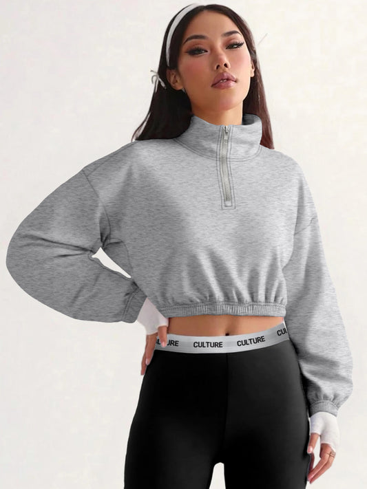 Zip Pullover –  Ribbed Waist Sweatshirt