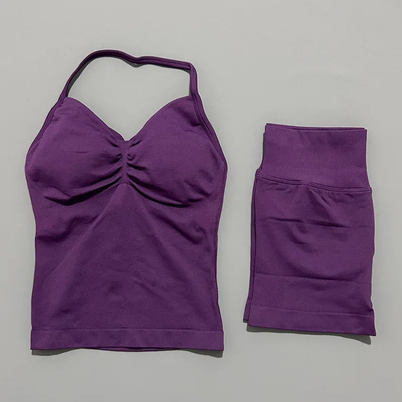 2-Piece Strappy Ribbed Workout Set
