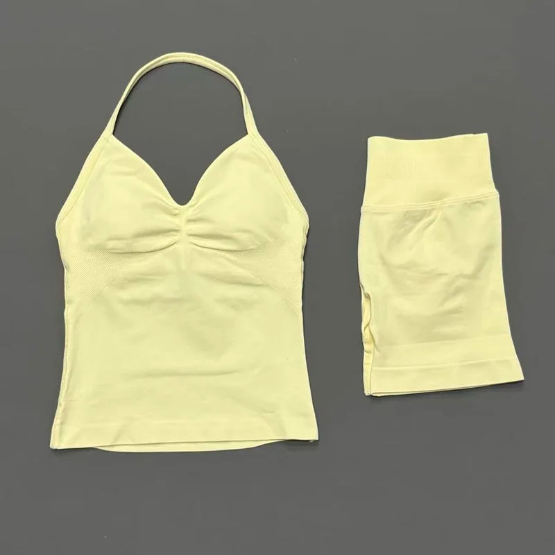 2-Piece Strappy Ribbed Workout Set
