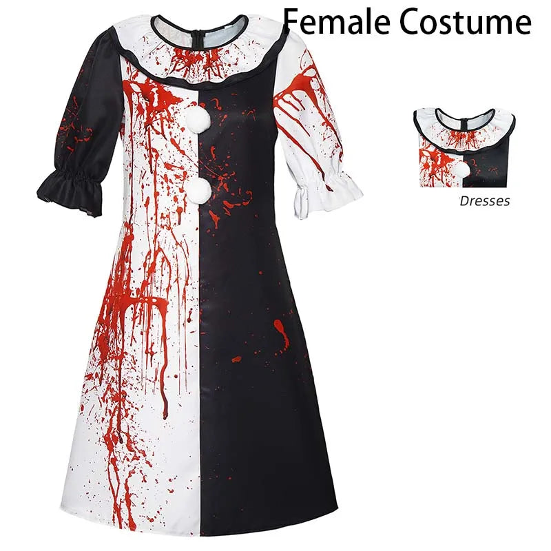 Bloody Killer Clown Costume – Halloween Horror Jumpsuit