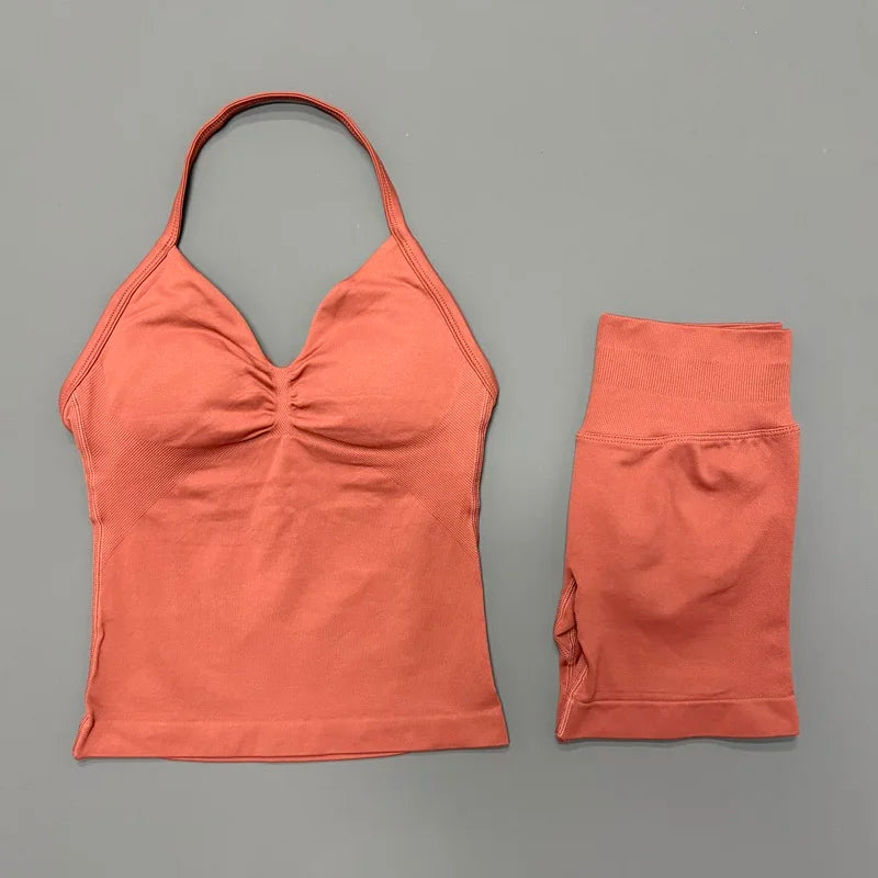 2-Piece Strappy Ribbed Workout Set