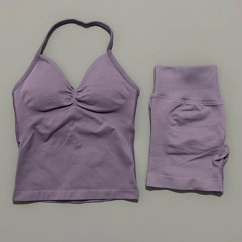 2-Piece Strappy Ribbed Workout Set