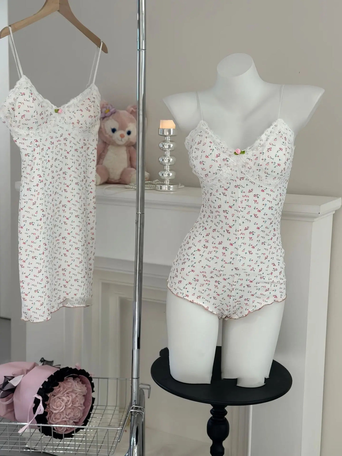 Floral Lace Trim Bodysuit Romper